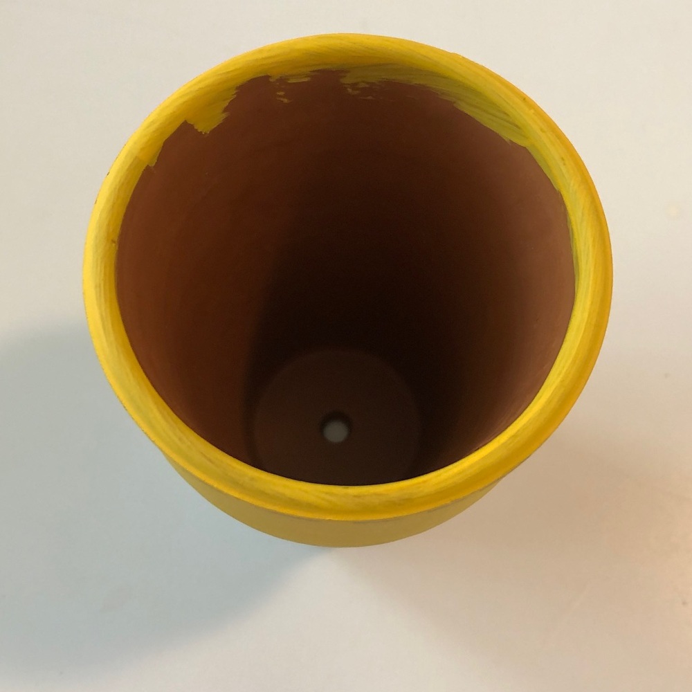 Yellow & Orange fall Halloween Flower Pot - Cute Face Design - Picture 4 of 7